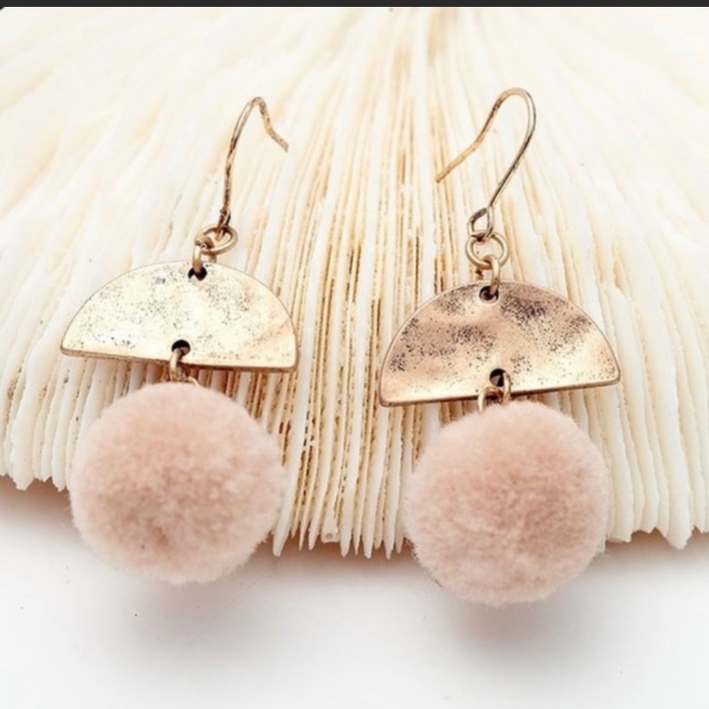 Plush Pom Dangle Earrings